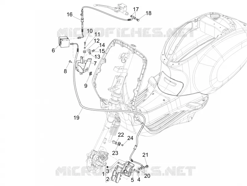 Tuyaus du freins - Etriers de frein (ABS) VESPA VESPA-SCOOTER 125 SPRINT 2022  Vespa Sprint 125 ABS E5 Justin Bieber