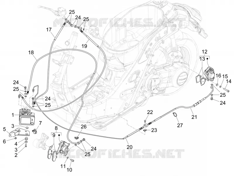Tuyaus du freins - Etriers de frein (ABS) VESPA VESPA-SCOOTER 300 GTV 2024  Vespa GTV 300 E5 140° Anniversario