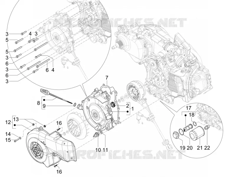 CARTER VOLANT MAGNETIQUE - FILTRE A HUILE VESPA VESPA-SCOOTER 125 946 2025  Vespa 946 125 E5+ 12° Anniversary