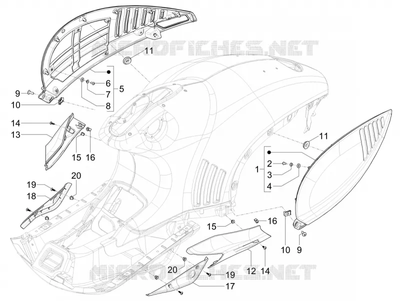 Couvertures laterales - Spoiler VESPA VESPA-SCOOTER 125 946 2024  Vespa 946 125 E5 11° Anniversario