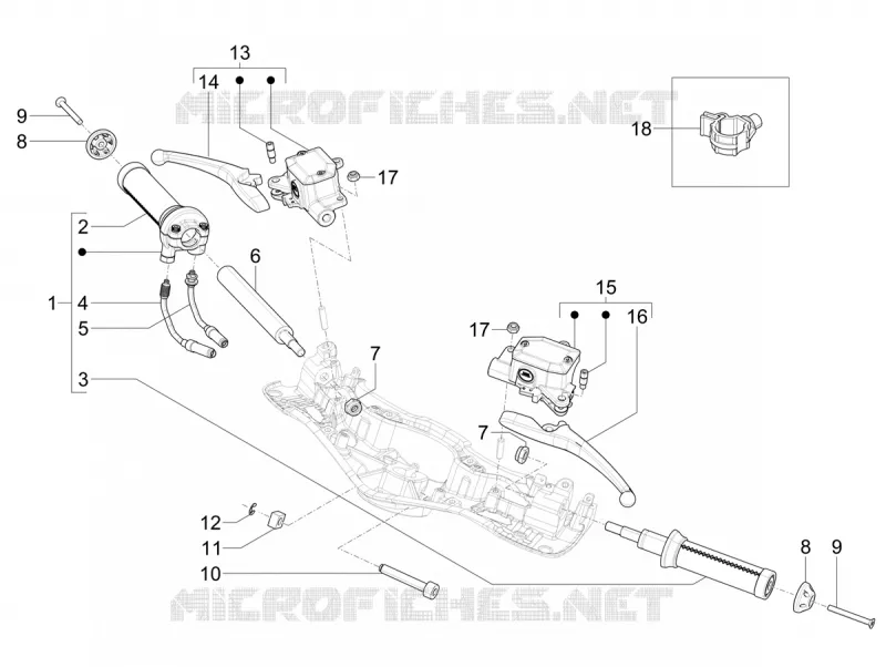 Guidon - Maître cylindre VESPA VESPA-SCOOTER 125 946 2024  Vespa 946 125 E5 11° Anniversario