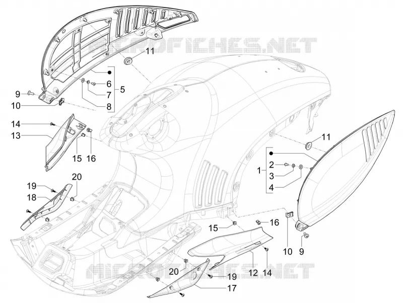 Couvertures laterales - Spoiler VESPA VESPA-SCOOTER 150 946 2025  Vespa 946 150 E5+ 12° Anniversary