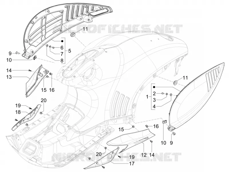 Couvertures laterales - Spoiler VESPA VESPA-SCOOTER 150 946 2023  Vespa 946 150 E5 10° Anniversario