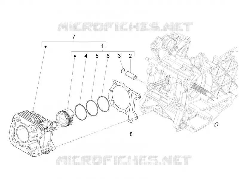 Groupe cylindre-piston-axe VESPA VESPA-SCOOTER 150 946 2024  Vespa 946 150 E5 11° Anniversario