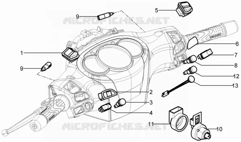 Inverseurs - Commutateurs - Boutons - Interrupteurs PIAGGIO PIAGGIO-SCOOTER 350 BEVERLY 2013  Beverly 4T 4V ie E3 Sport Touring