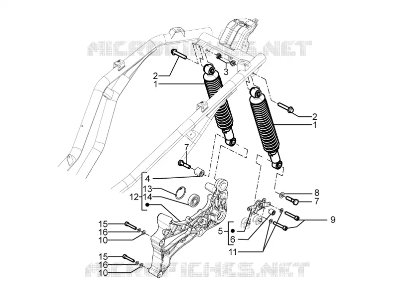 Suspension arrière - Amortisseur/s PIAGGIO PIAGGIO-SCOOTER 350 BEVERLY 2017  Beverly 4T ST ie ABS E4