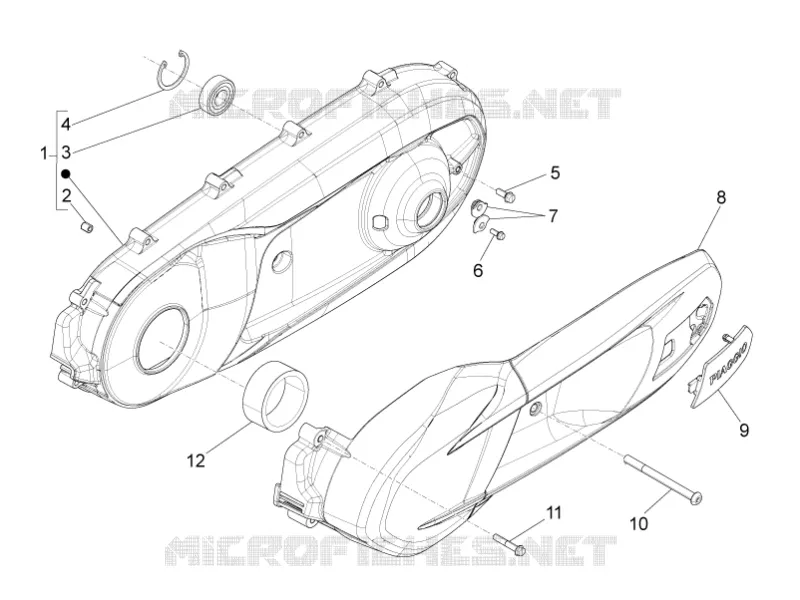 Couvercle carter - Refoidissement carter PIAGGIO PIAGGIO-SCOOTER 350 BV 2014  BV 4T 4V ie E3