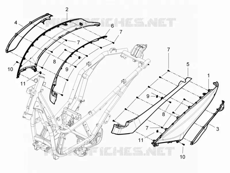 Couvertures laterales - Spoiler PIAGGIO PIAGGIO-SCOOTER 350 BV 2014  BV 4T 4V ie E3