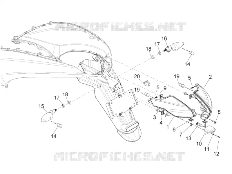 Eclairages arrière - Clignotants PIAGGIO PIAGGIO-SCOOTER 350 BV 2014  BV 4T 4V ie E3