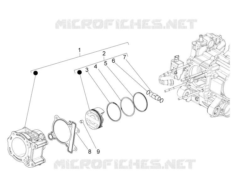 Groupe cylindre-piston-axe PIAGGIO PIAGGIO-SCOOTER 350 BV 2014  BV 4T 4V ie E3
