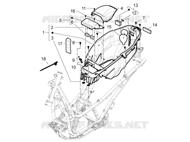 Logement casque - Dessous de selle PIAGGIO PIAGGIO-SCOOTER 350 BV 2014  BV 4T 4V ie E3
