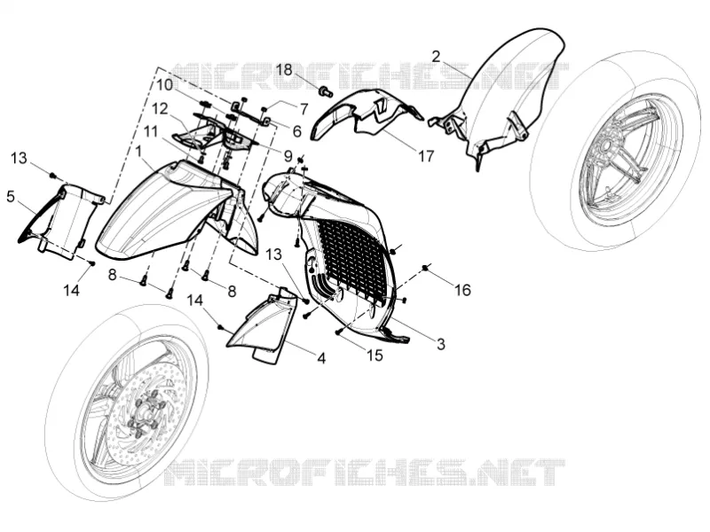 Logement roue - Garde boue PIAGGIO PIAGGIO-SCOOTER 350 BV 2015  BV 4T 4V ie E3 ABS