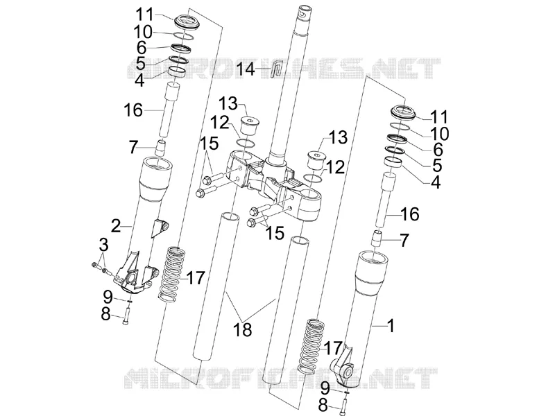 Composants de la fourche (Kayaba) PIAGGIO PIAGGIO-SCOOTER 500 BEVERLY 2008  Beverly ie E3