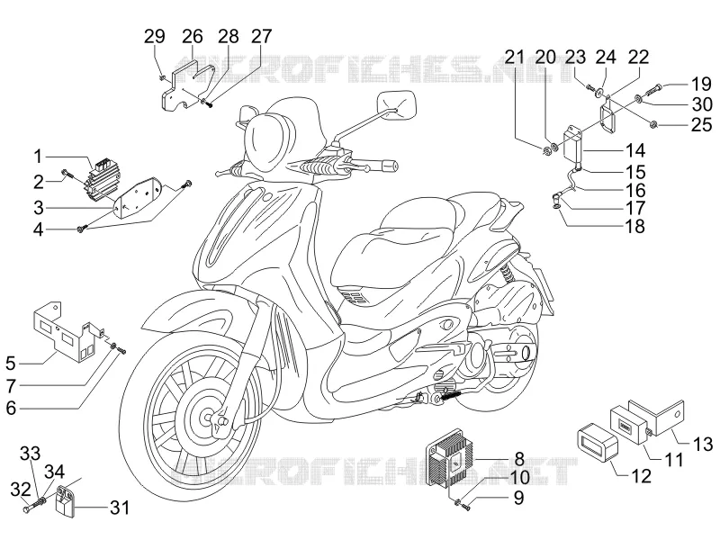 Régulateurs de tension - Centrales electroniques - Bobine H.T. PIAGGIO PIAGGIO-SCOOTER 500 BEVERLY 2007  Beverly ie E3