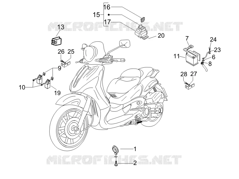 Relais - Batterie - Avertisseur sonore PIAGGIO PIAGGIO-SCOOTER 500 BEVERLY 2008  Beverly ie E3