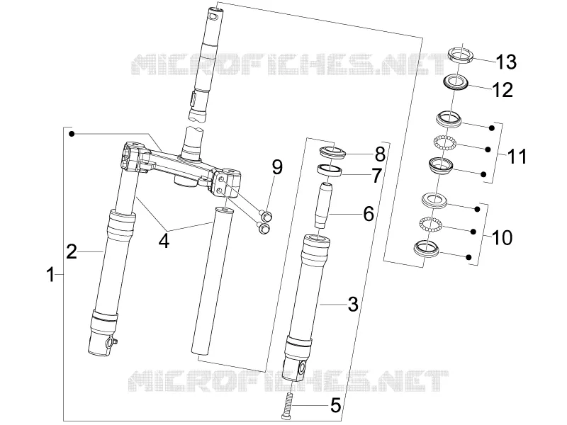 Fourche/tube direction - Ensemble butée dir. PIAGGIO PIAGGIO-SCOOTER 100 FLY 2014  Fly 4T