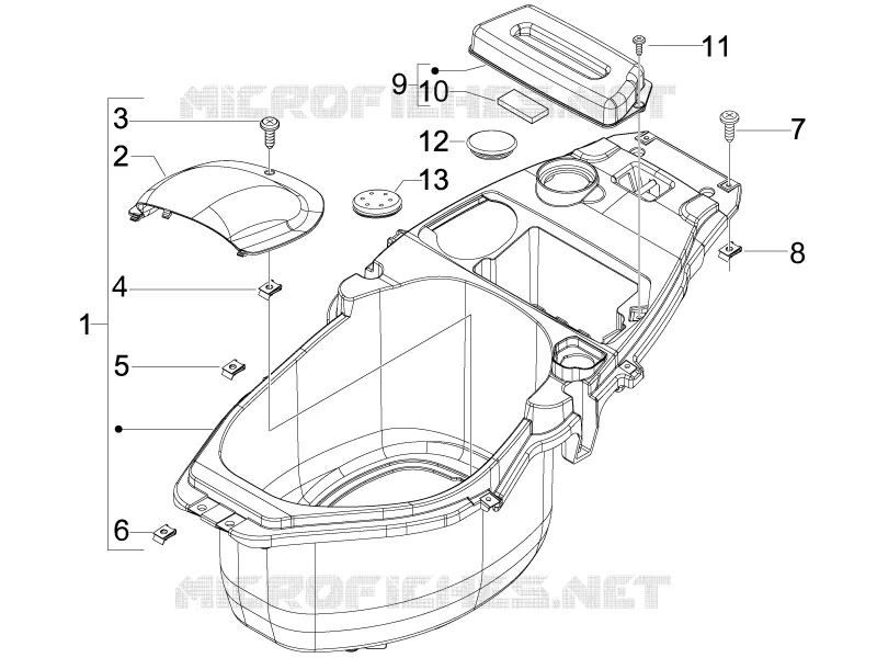 Logement casque - Dessous de selle PIAGGIO PIAGGIO-SCOOTER 100 FLY 2008  Fly 4T