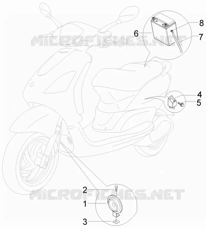 Relais - Batterie - Avertisseur sonore PIAGGIO PIAGGIO-SCOOTER 100 FLY 2011  Fly 4T