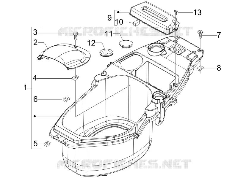 Logement casque - Dessous de selle PIAGGIO PIAGGIO-SCOOTER 50 ZIP 1995  Zip