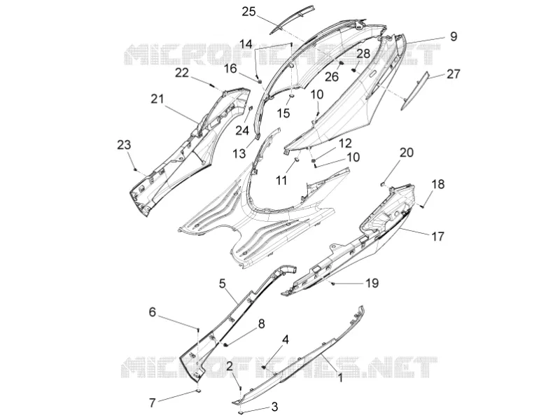 Couvertures laterales - Spoiler PIAGGIO PIAGGIO-SCOOTER 125 FLY 2014  Fly 4T/3V ie