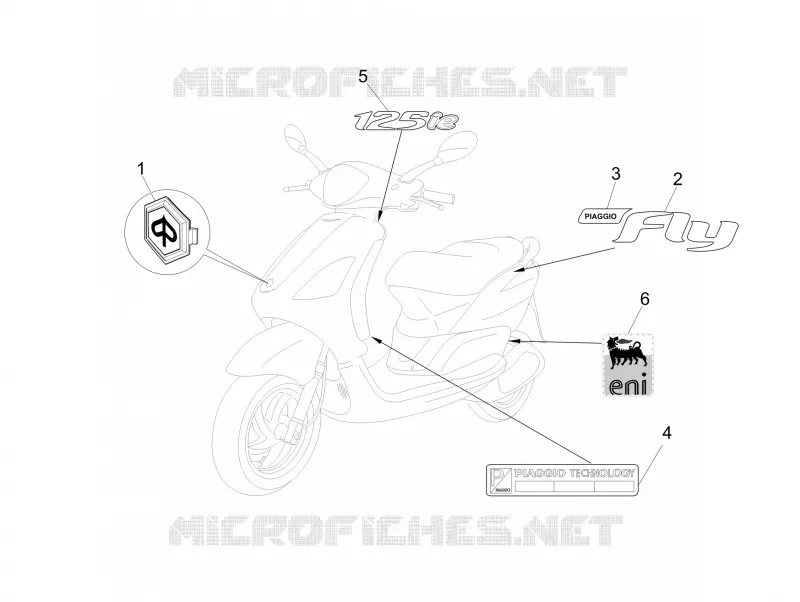 Monogrammes - Decorations PIAGGIO PIAGGIO-SCOOTER 125 FLY 2014  Fly 4T/3V ie