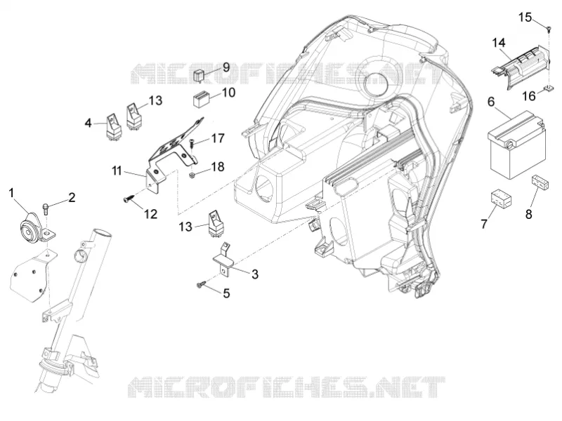 Relais - Batterie - Avertisseur sonore PIAGGIO PIAGGIO-SCOOTER 125 FLY 2015  Fly 4T/3V ie