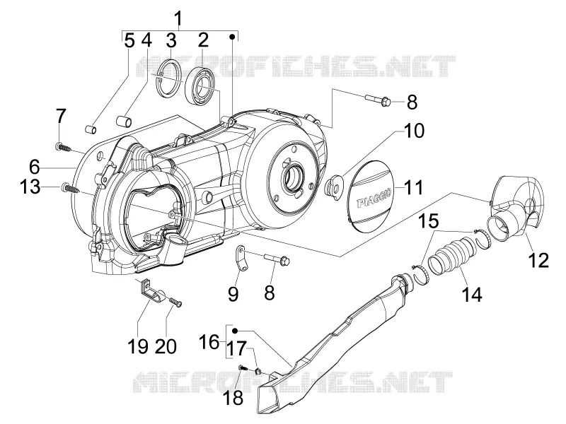 Couvercle carter - Refoidissement carter PIAGGIO PIAGGIO-SCOOTER 125 FLY 2008  Fly 4T E3