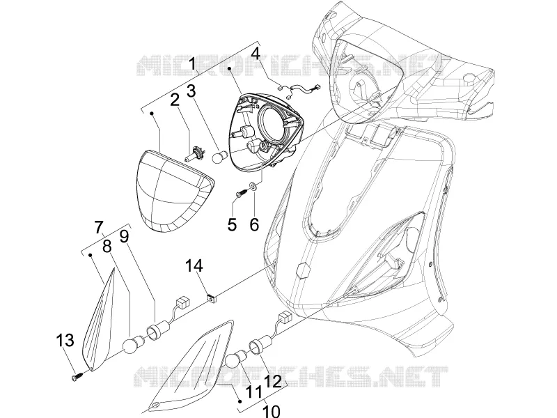 Eclairages avant - Clignotants PIAGGIO PIAGGIO-SCOOTER 125 FLY 2010  Fly 4T E3