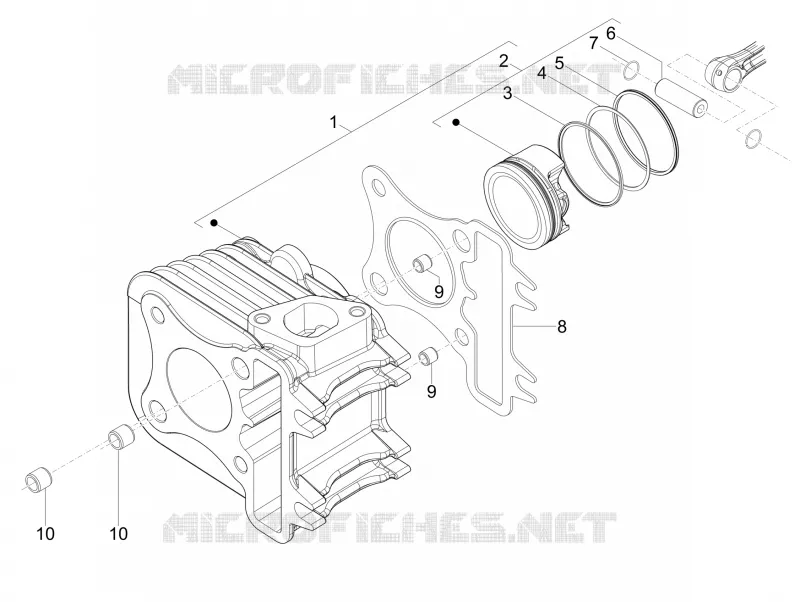 Groupe cylindre-piston-axe PIAGGIO PIAGGIO-SCOOTER 125 FLY 2012  Fly 4T E3
