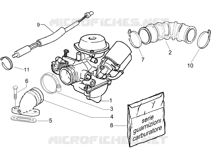 Carburateur complet - Raccord d'admission PIAGGIO PIAGGIO-SCOOTER 150 FLY 2007  Fly 4T