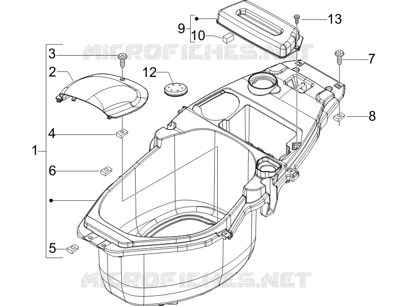 Logement casque - Dessous de selle PIAGGIO PIAGGIO-SCOOTER 150 FLY 2007  Fly 4T