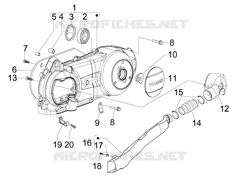 Couvercle carter - Refoidissement carter PIAGGIO PIAGGIO-SCOOTER 150 FLY 2010  Fly 4T