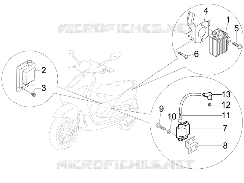 Régulateurs de tension - Centrales electroniques - Bobine H.T. PIAGGIO PIAGGIO-SCOOTER 150 FLY 2007  Fly 4T