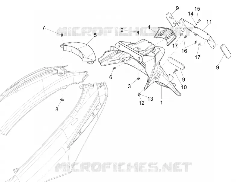 Couvercle arrière - Pare-boue PIAGGIO PIAGGIO-SCOOTER 150 FLY 2017  Fly 4T 3V ie