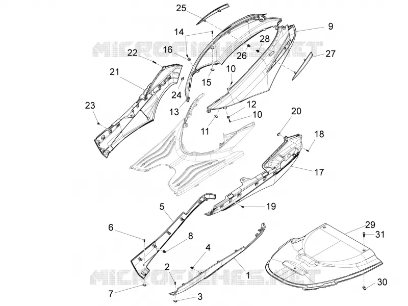 Couvertures laterales - Spoiler PIAGGIO PIAGGIO-SCOOTER 150 FLY 2015  Fly 4T 3V ie