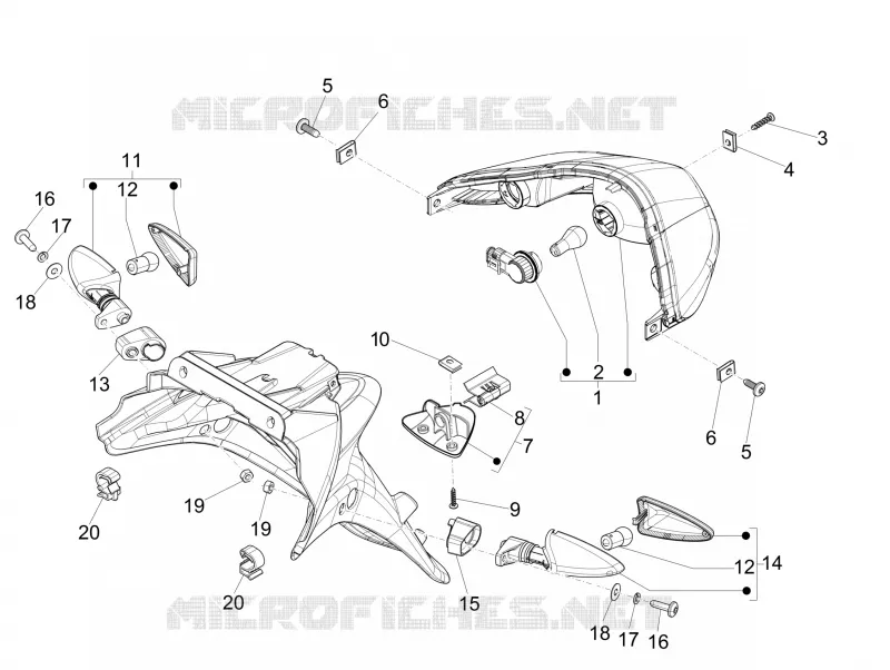 Eclairages arrière - Clignotants PIAGGIO PIAGGIO-SCOOTER 150 FLY 2015  Fly 4T 3V ie