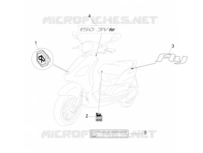 Monogrammes - Decorations PIAGGIO PIAGGIO-SCOOTER 150 FLY 2015  Fly 4T 3V ie