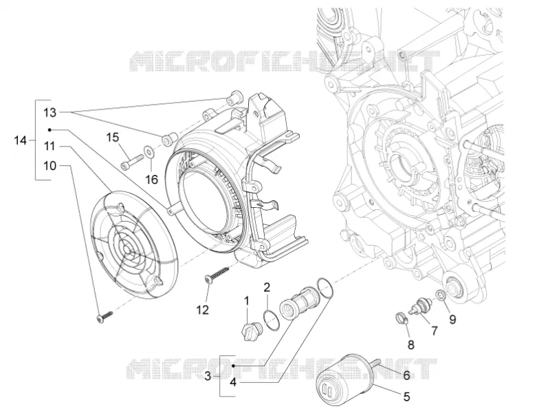 Couvercle volant magnetique - Filtre à huile PIAGGIO PIAGGIO-SCOOTER 150 FLY 2013  Fly 4T E2-E3