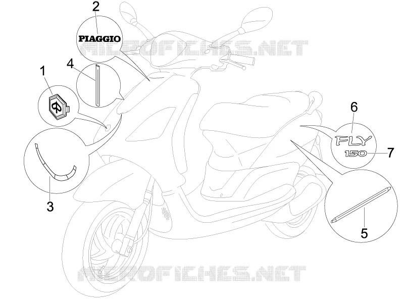 Monogrammes - Decorations PIAGGIO PIAGGIO-SCOOTER 150 FLY 2008  Fly 4T E3