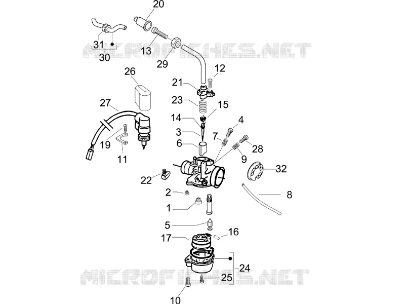 Composants de carburateur PIAGGIO PIAGGIO-SCOOTER 50 FLY 2005  Fly 2T 25 Km/h (B-NL)