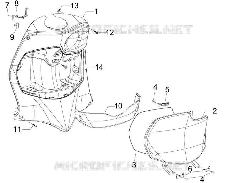 Coffre avant - Contre-tablier PIAGGIO PIAGGIO-SCOOTER 50 FLY 2010  Fly 4T (25-30Km/h)