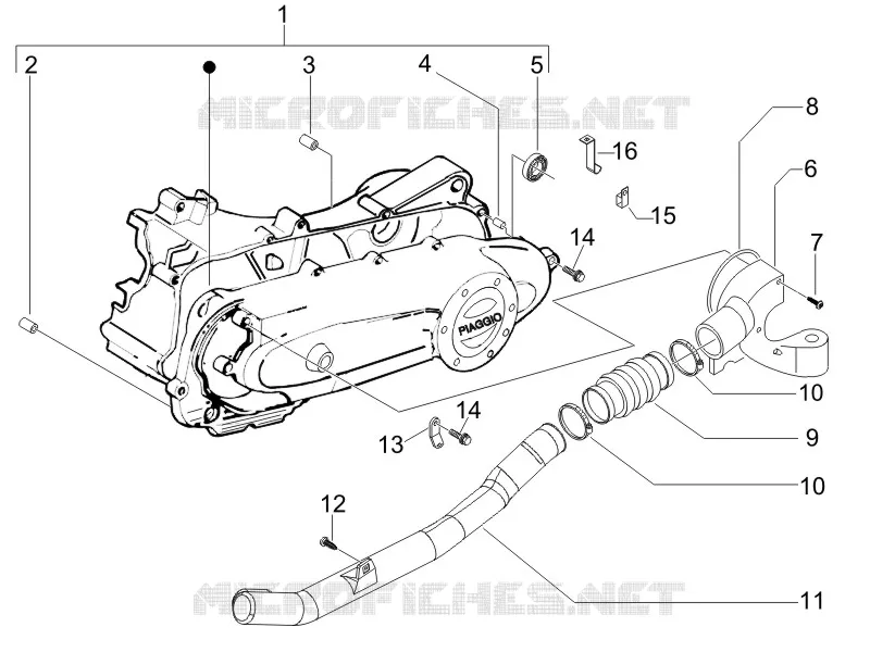 Couvercle carter - Refoidissement carter PIAGGIO PIAGGIO-SCOOTER 50 FLY 2009  Fly 4T (25-30Km/h)