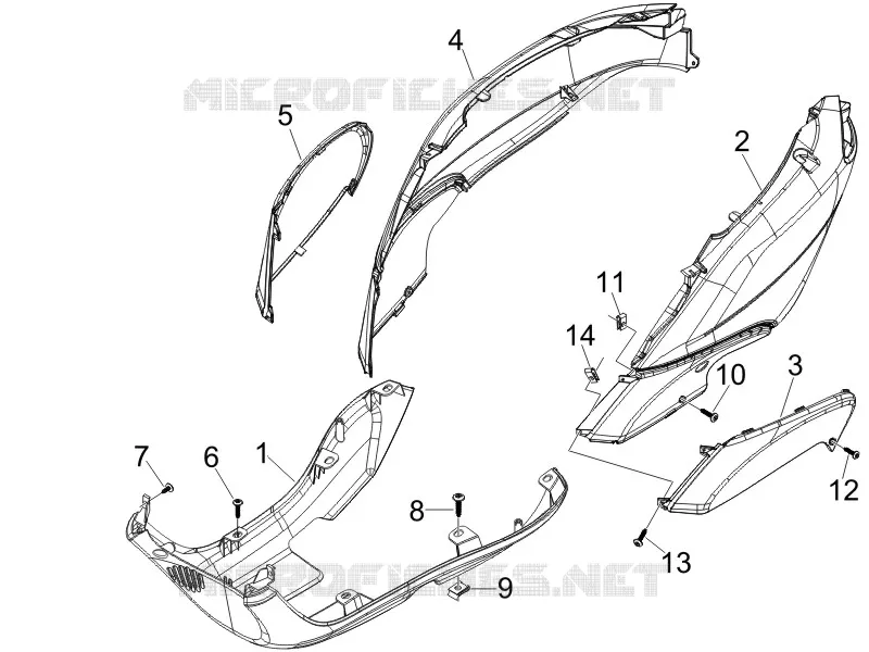 Couvertures laterales - Spoiler PIAGGIO PIAGGIO-SCOOTER 50 FLY 2010  Fly 4T (25-30Km/h)