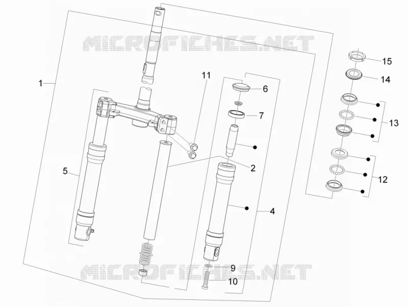Fourche/tube direction - Ensemble butée dir. PIAGGIO PIAGGIO-SCOOTER 50 FLY 2011  Fly 4T (25-30Km/h)