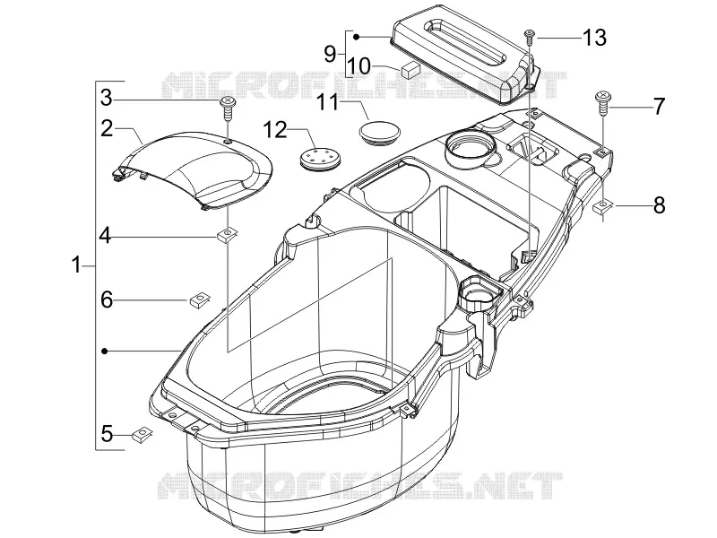 Logement casque - Dessous de selle PIAGGIO PIAGGIO-SCOOTER 50 FLY 2007  Fly 4T