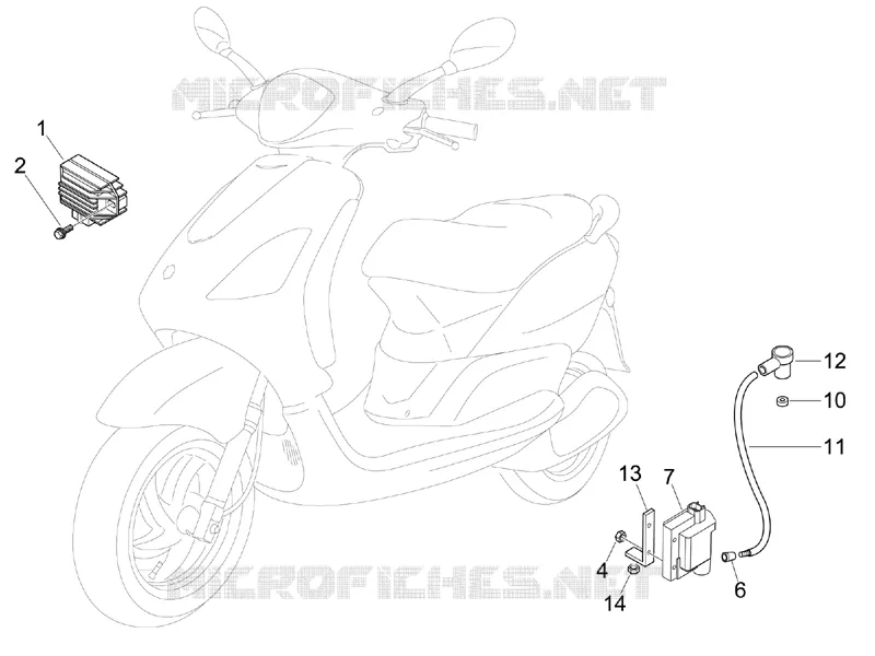 Régulateurs de tension - Centrales electroniques - Bobine H.T. PIAGGIO PIAGGIO-SCOOTER 50 FLY 2006  Fly 4T