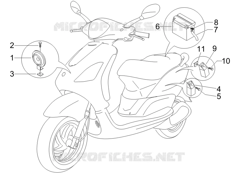 Relais - Batterie - Avertisseur sonore PIAGGIO PIAGGIO-SCOOTER 50 FLY 2007  Fly 4T
