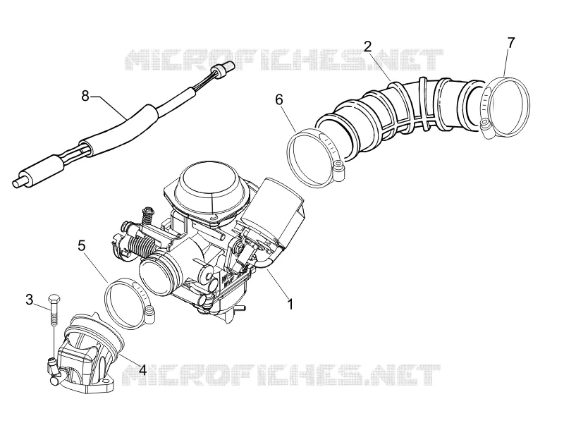 Carburateur complet - Raccord d'admission PIAGGIO PIAGGIO-SCOOTER 50 FLY 2009  Fly 4T