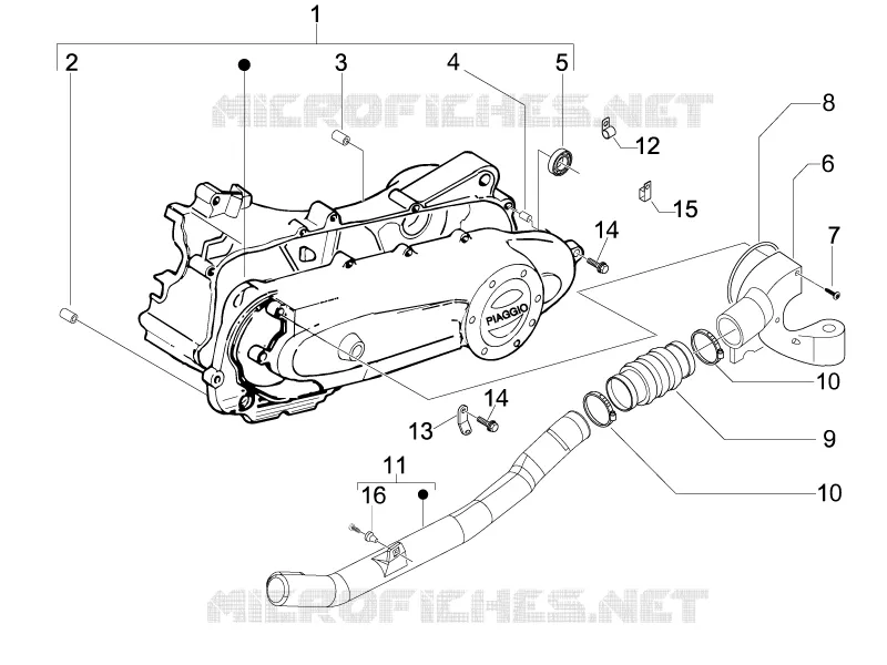 Couvercle carter - Refoidissement carter PIAGGIO PIAGGIO-SCOOTER 50 FLY 2009  Fly 4T