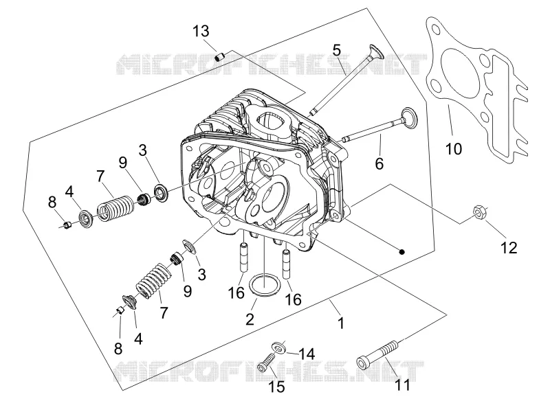 Ensemble culasse - Soupape PIAGGIO PIAGGIO-SCOOTER 50 FLY 2006  Fly 4T 2V